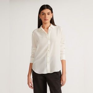 Everlane The Clean Silk Relaxed Shirt in Off White